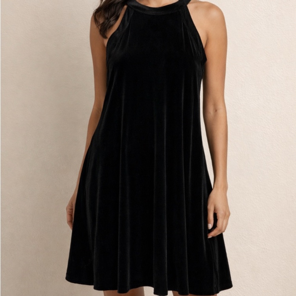 Betsey Johnson Black Velvet Halter Mini Dress Size 10
